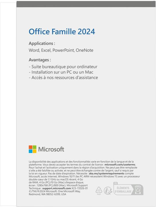 Produktbild Microsoft Office Home 2024 (FR) (1 User, unbegrenzt)