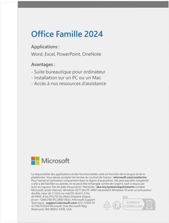 Produktbild Microsoft Office Home 2024 (FR) (1 User, unbegrenzt)