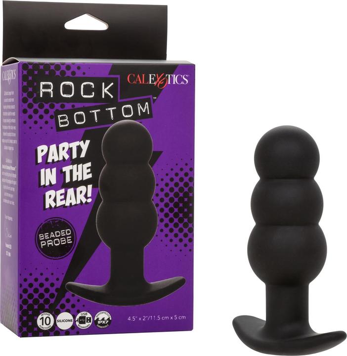 Produktbild CalExotics Rock Bottom Anal Plug Mit Perlen 10 Vibrationen Silikon Schwarz