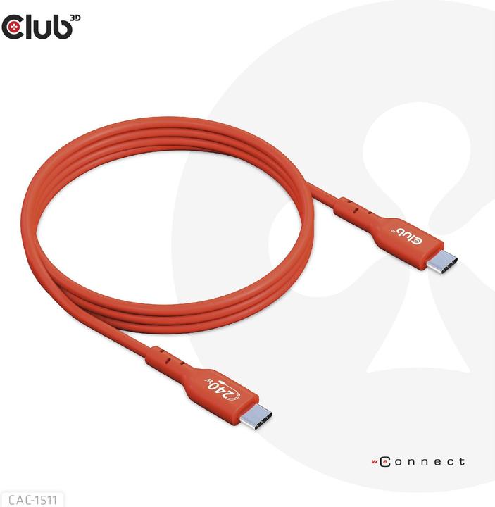 Produktbild Club 3D Club3D Kabel USB 2 Typ C PD 240W / 480Mb 1m St/St retail (1 m, USB 2.0, 480 W)