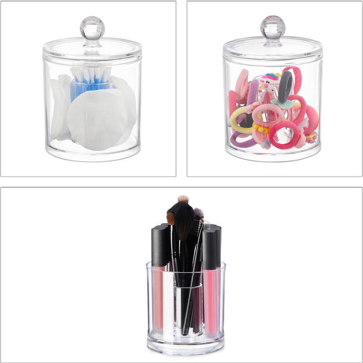 Actual product image Relaxdays Cotton Swab Container Set of 3