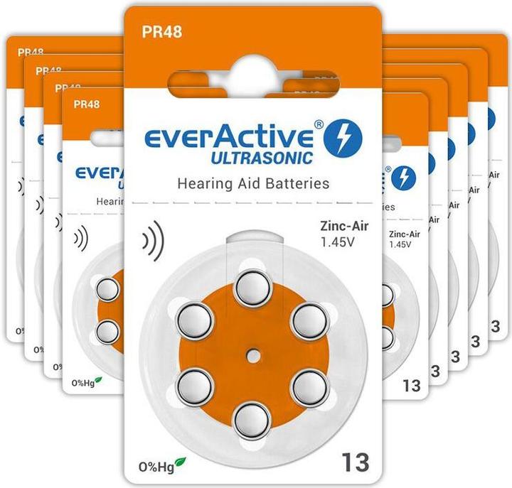 Produktbild Everactive Ultrasonic 13 - Hörgerätebatterien (60 Stk., 13, A13, LR754, PR48)