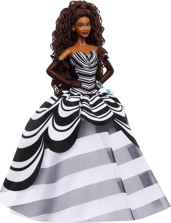 Produktbild Barbie Signature Sammelpuppe zum 65. Jubiläum mit braunen Haaren und schwarz-weisser Robe