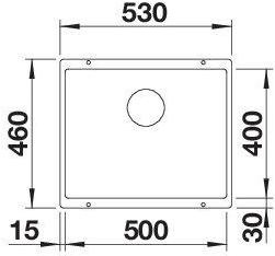 Actual product image Blanco Rotan 500-U (Undermount sink, 53 cm, 46 cm)