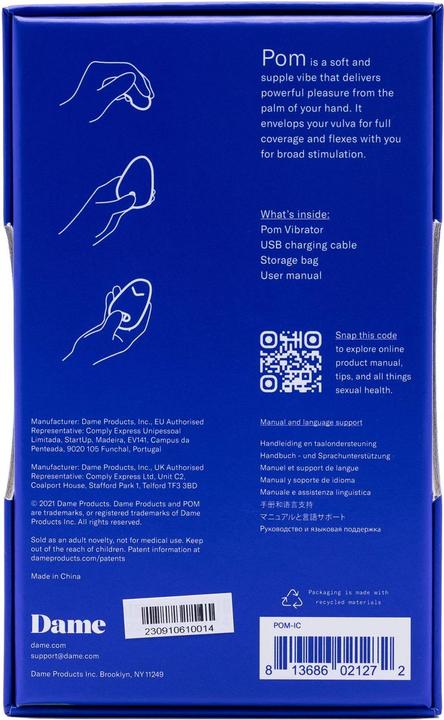 Actual product image Dame Products Pom Flexible Vibrator Ice