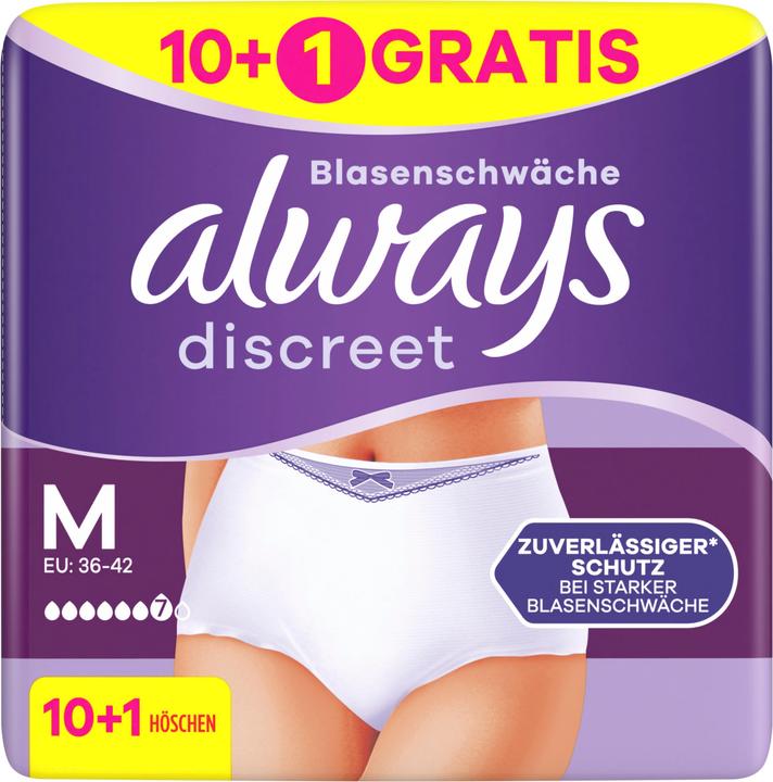 Produktbild Always Discreet Inkontinenz Pants Plus, M 10+1 GRATIS Inkontinenz-Höschen (11 x, M)