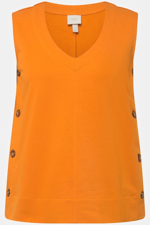 Produktbild Ulla Popken Sweat-Pullunder, seitliche Knöpfe, V-Ausschnitt, ärmellos (54)