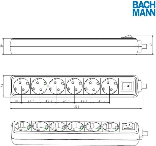 Produktbild Bachmann Verlängerungsschnur (6x, CEE 7/3, 1.50 m)