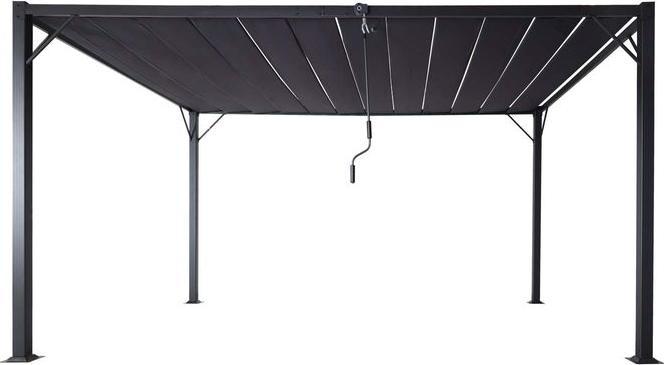 Produktbild Mendler Pergola HWC-L40, Lamellen-Pavillon, 8cm-Alu-Gestell Stoff/Textil, 3x4m anthrazit (388 cm, 295 cm)