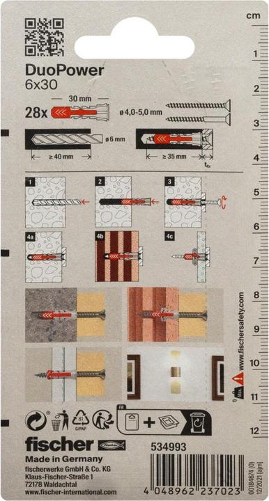 Actual product image Fischer DuoPower 6x30 K (28 pcs.)
