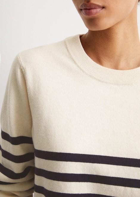 Produktbild Marc O'Polo Jeanspullover mit Rundhalsausschnitt und Streifen (XS)