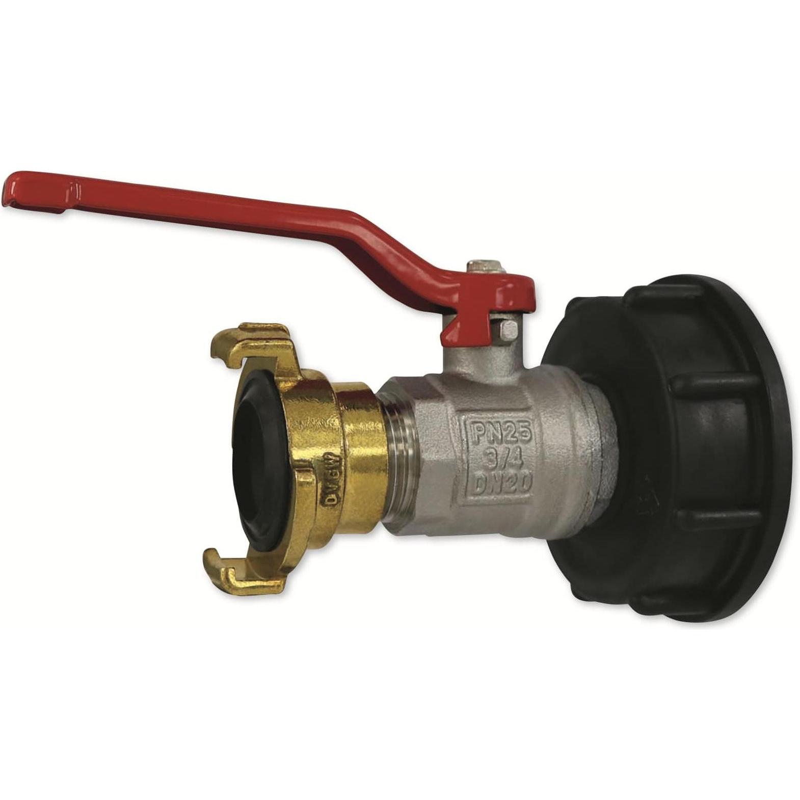 Puteus, Schlauchanschluss + Schlauchverbinder, IBC Adapter 92187, 3/4", mit Kugelhahn (101.60 mm)