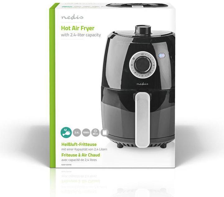 Immagine prodotto Nedis Friggitrice ad aria calda | 2,4 l | Timer: 30 min | Analogica | Alluminio / Nero