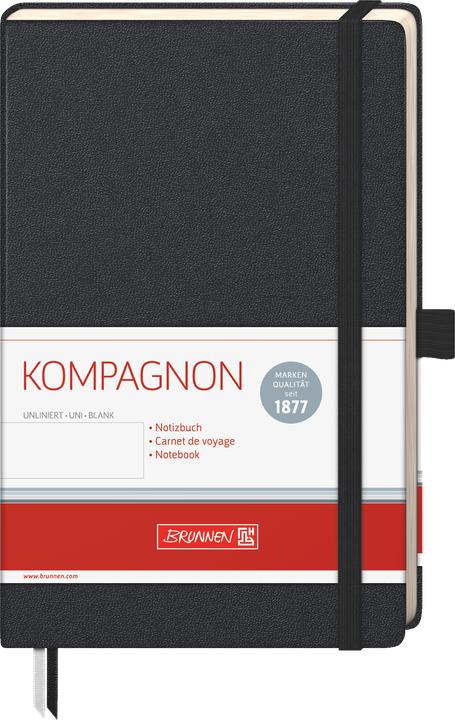 Actual product image Notebook KOMPAGNON approx. DIN A5 blank, black hardcover 192, 16 of which can be detached Be (A5, Plain, Hardcover)