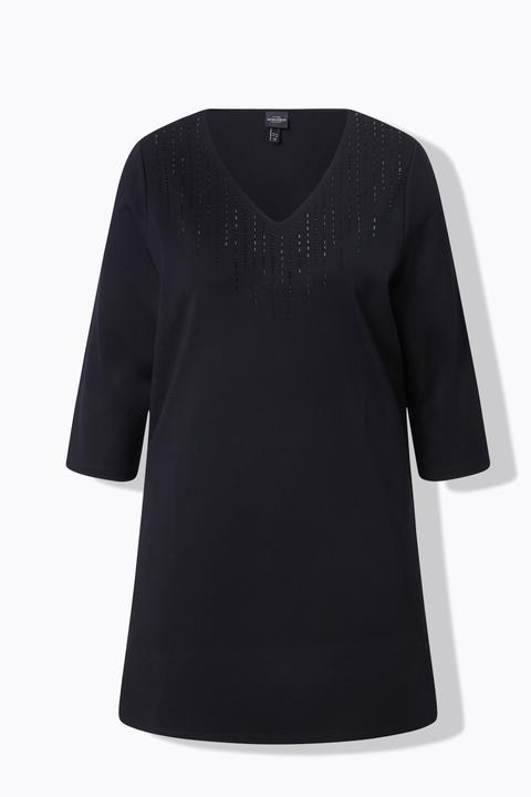 Produktbild Ulla Popken Sweatshirt, Ziersteine, V-Ausschnitt, 3/4-Arm (60)