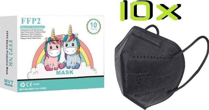 Produktbild Care 10x Kinder FFP2 NR Atemschutzmaske CE 2163 EN 149:2001 schwarz (FFP2, 10 x)