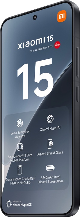 Image du produit Xiaomi 15 (256 Go, Noir, 6.30", Double SIM, 50 Mpx, 5G)
