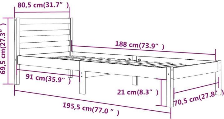 Image du produit vidaXL Bettrahmen (75 x 190 cm)