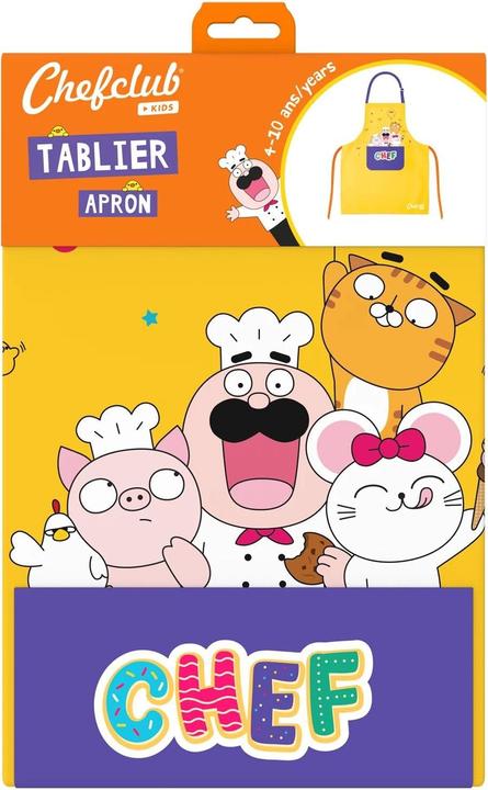 Produktbild Chefclub Kids Apron - Cooking Baking Apron - One Size - Adjustable - 100% Cotton - Yellow (One Size)