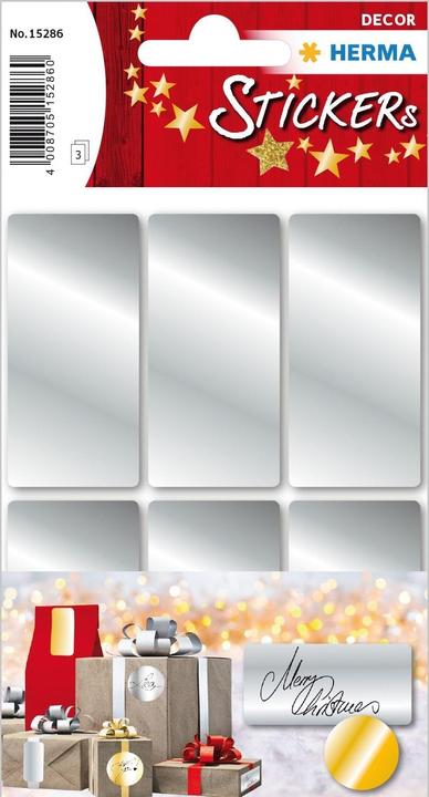 Produktbild HERMA Weihnachtssticker 2.6 cm x 5.4 cm 3 Blatt à 6 Sticker, Silb.
