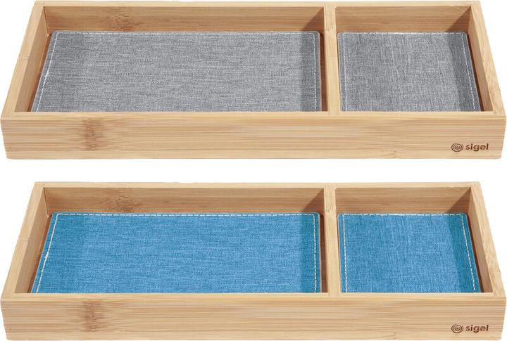 Productafbeelding Sigel Accessoirebakje Eyestyle, bamboe natuur, met twee stoffen inlays met een hoogwaardige