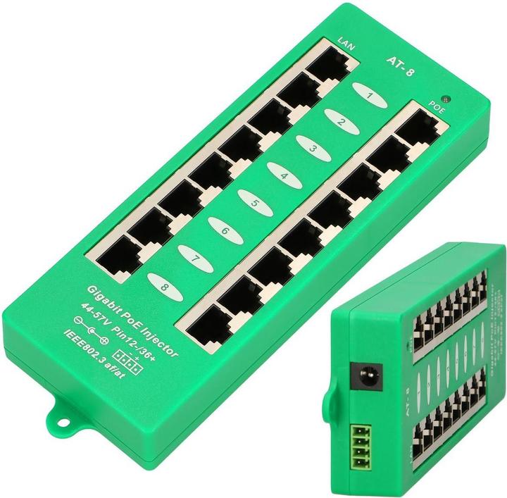 Produktbild Extralink ACTIVE POE INJECTOR 8 PORT GIGABIT 802.3AT/AF MODE A - - 8-Port Gigabit Ethernet (802.3af (PoE), 802.3at (PoE+))