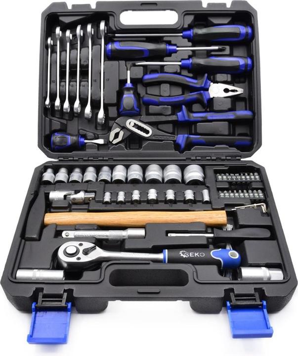 Image du produit GEKO Coffret d'outils 66 pièces, marteau, pinces, clés, tournevis à guichet