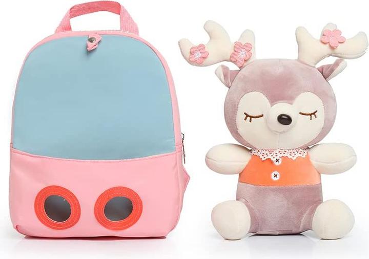Produktbild Only-Bags.Store Kleiner Kinderrucksack,Abnehmbarer Plüschpuppen-Kindergartenrucksack