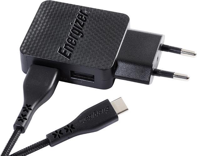 Produktbild Energizer Lifetime Wall Charger USB-C + Micro-USB Cable (2m) black (12 W)
