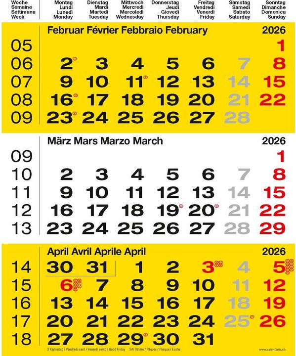 Produktbild 3-Monats-Kalender gelb 2026