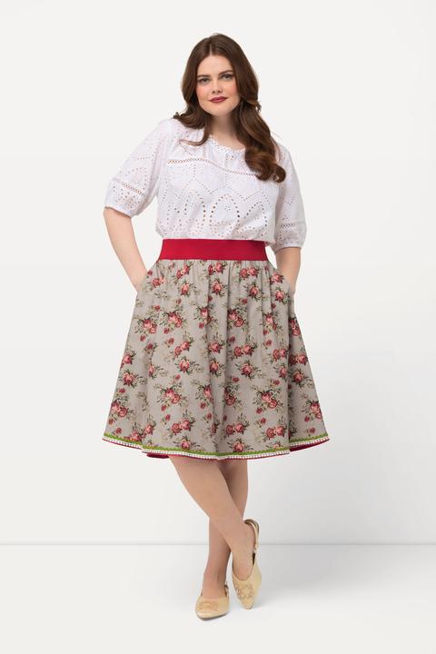 Produktbild Ulla Popken Trachtenrock, A-Linie, Elastikbund, Zierbänder, Spitze (52)