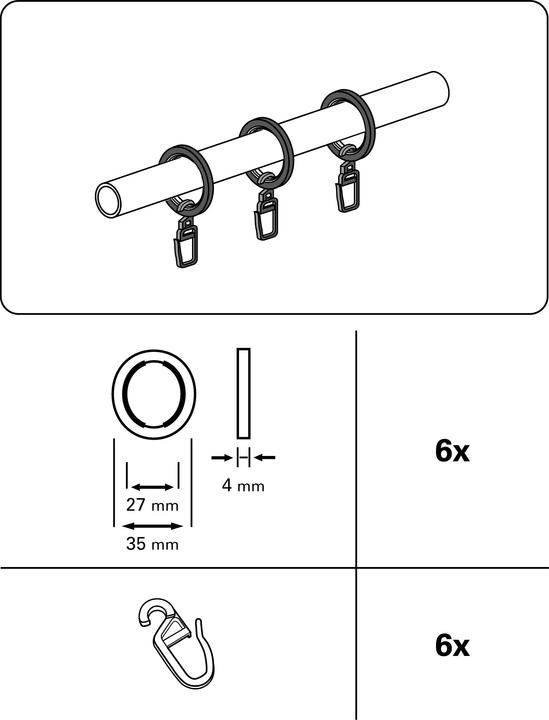 Actual product image Gardinia Curtain rings Kos