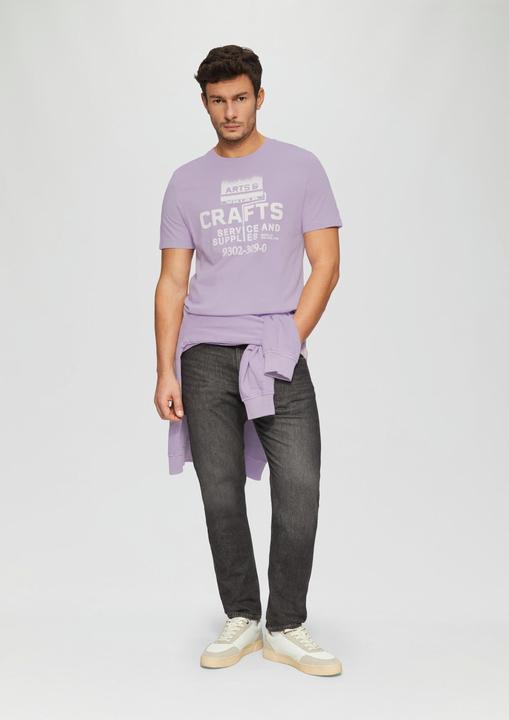 Produktbild S.Oliver T-Shirt Baumwoll-T-Shirt mit Frontprint und Flammgarnstruktur (L)