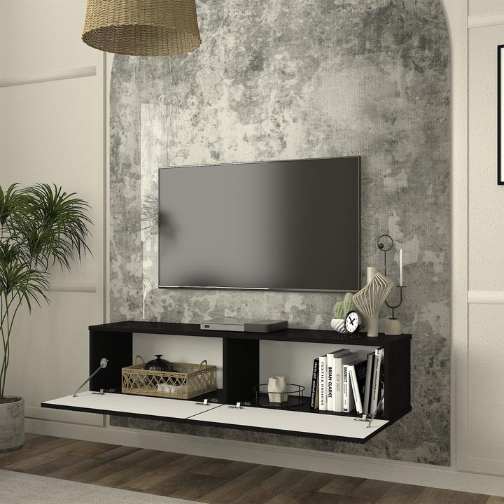 Produktbild En.Casa TV-Lowboard hängend Verpsboga 135x32x30 cm Schwarz (135 x 30 x 30 cm)
