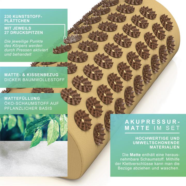 Produktbild Mybeo Akkupressurmatte für Massagen 68x42 cm, inkl. Tragetasche, hilft gegen Kopfschmerzen und Migräne
