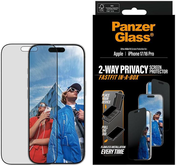 Produktbild PanzerGlass Privacy Screen Protector (1 Stk., Apple iPhone 16 Pro, Apple iPhone 17)