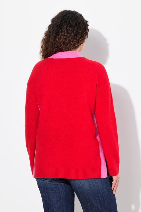 Produktbild Ulla Popken Pullover, Farbkontrast, Stehkragen, Langarm (62)