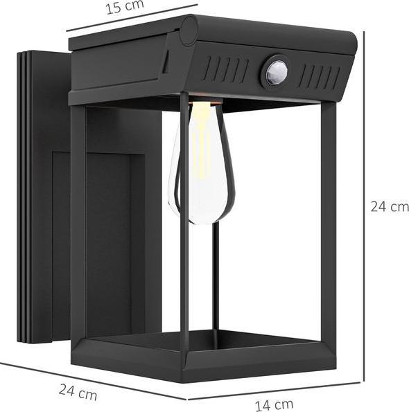 Actual product image Swisshandel24 Solar wall light LED outdoor light garden light warm white adjustable light sensor IP44 black (160 lm, IP44)