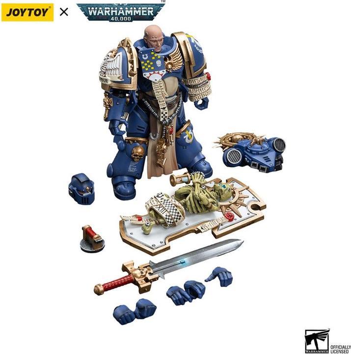 Actual product image Joy Toy Warhammer 40k Ultramarines Primaris Captain with Relic Shield and Power Sword