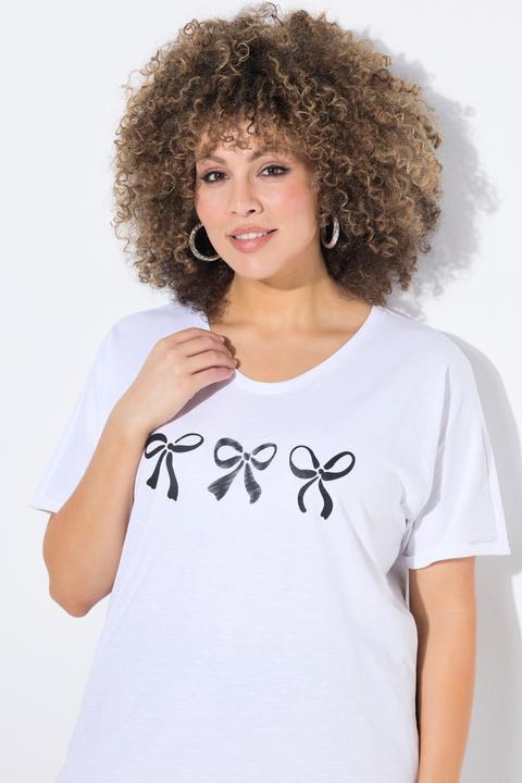 Immagine prodotto Ulla Popken T-shirt dal taglio oversize con fiocchi, scollo a V e mezze maniche (62)