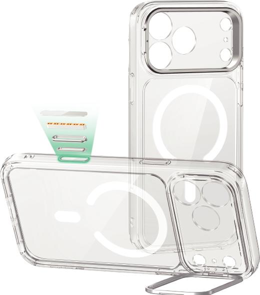 Actual product image ESR Classic Hybrid Magnetic Case (Camera Control, Stash Stand), for iPhone 17 Pro, Clear (Apple iPhone 17 Pro)