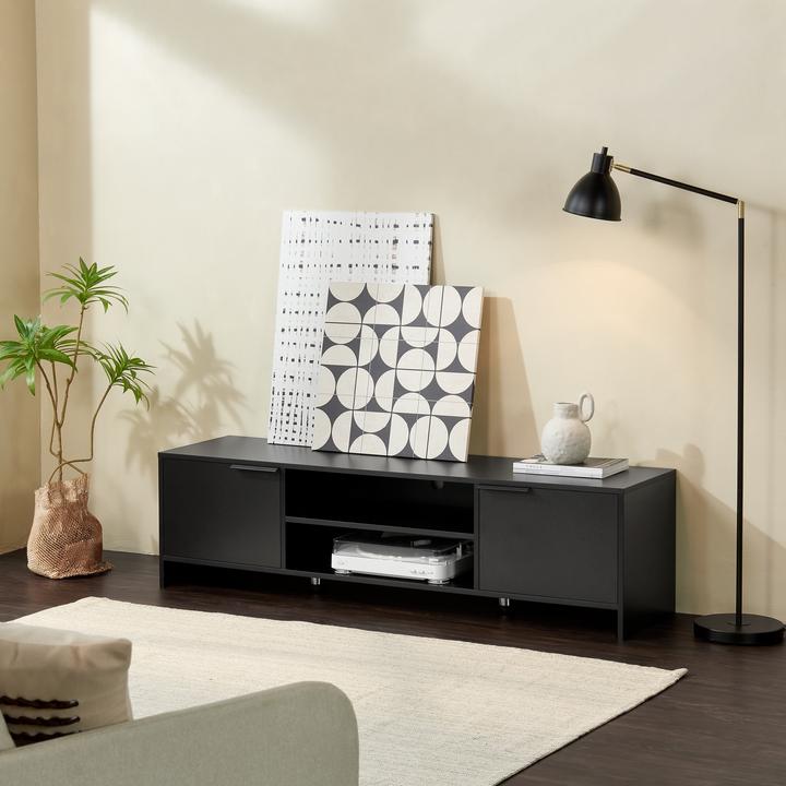 Image du produit En.Casa Table de télévision Stevns Noir (145 x 38 x 40 cm)