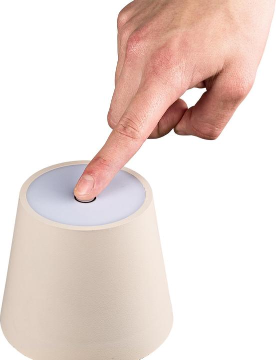 Produktbild Idena LED Tischleuchte Touch Metall beige 11x24/38cm Akku USB dimmbar 3 Modi Innen und Aussen