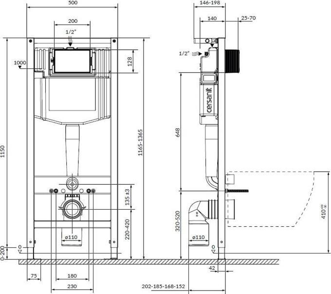Actual product image Cersanit Hanging toilet set