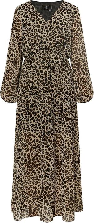 Image du produit Eucaly Robe maxi imprimée léopard, coupe enveloppante et taille élastique (S)