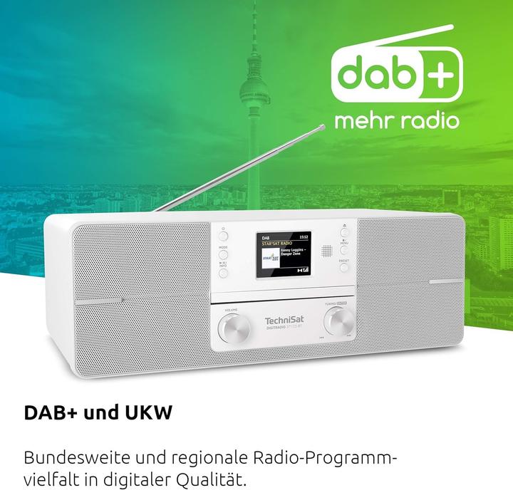 Produktbild TechniSat Grotuvas DIGITRADIO 371 CD BT (balta, DAB, FM, CD, Bluetooth) (DAB, DAB+, FM, Bluetooth)