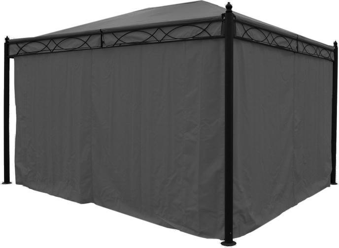 Immagine prodotto Swisshandel24 Pergola grigia 4x3m, padiglione da giardino, struttura stabile da 7cm con parete laterale +