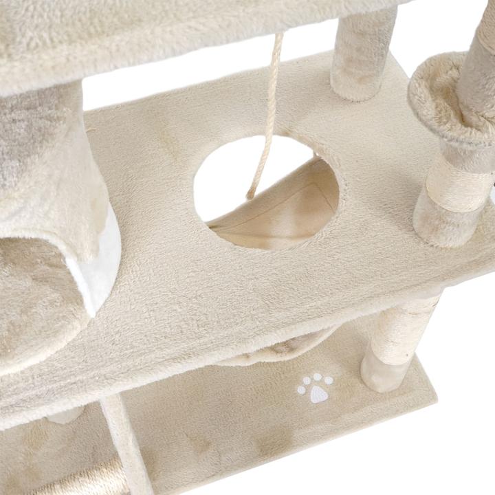 Produktbild Wiltec Kratzbaum beige/weiss 141cm Katzenbaum Katzenkratzbaum Kletterbaum Katze (141 cm, Weiss, Beige)