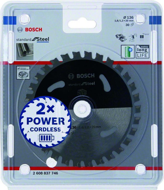 Actual product image Bosch Professional Zubehör PRO Steel cordless circular saw blade, 136 x 1.6 x 20 mm