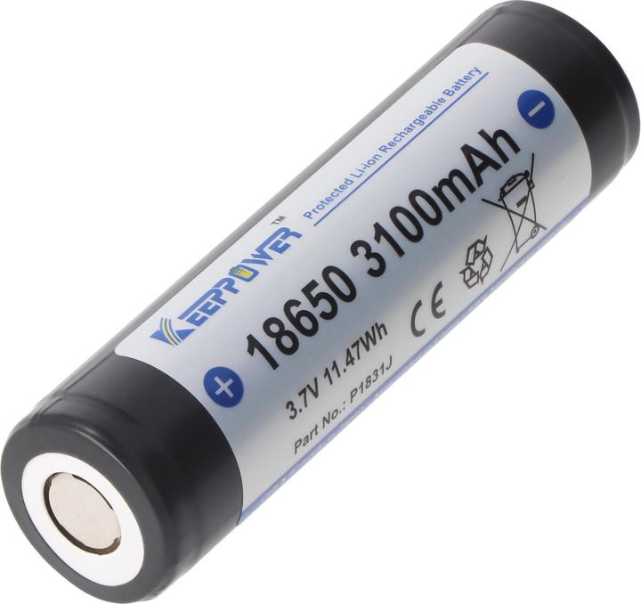 Actual product image Keeppower Akku 18650, geschützt (1 pcs., 18650, 3100 mAh)
